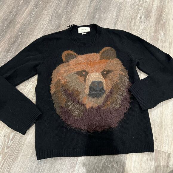 Gucci Wool Embroidered Grizzly Bear Sweater - Medium - Picture 3 of 7